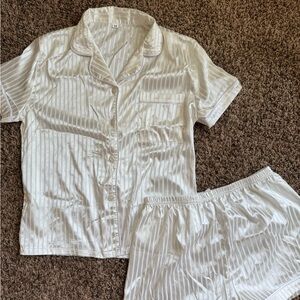 Satin White Pajama Set Intimates Sleepwear